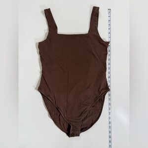Old Navy Ribbed Square Neck Bodysuit – Size L (Chocolate Brown)